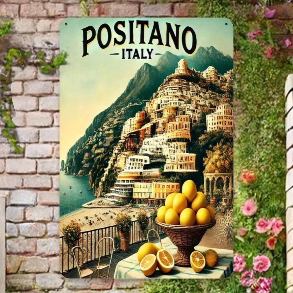 Vintage Cytrynowa Positano Metalowa Sztuka Ścienna do Wystroju Kuchni