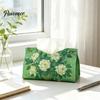 Decorative Paper Dispenser Leather Tissue Box Cover, Foldable Desktop Organizer, Oil Painting Style Napkin Holder Case, Space Saving Organizer Facial