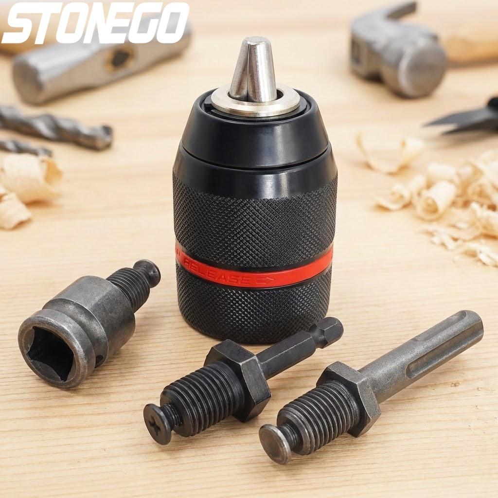 4Pcs 2-13mm Keyless Metal Drill Chuck Hex SDS Adapter Impact Screwdriver Tap Wrench Tool Set High Precision Engineer Accessories