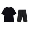 Li-Ning Summer Versatile Short Sleeve T-Shirt Comfortable Casual Three-Quarter Pants Sports Set Men Sets Black W877-1+W025-1