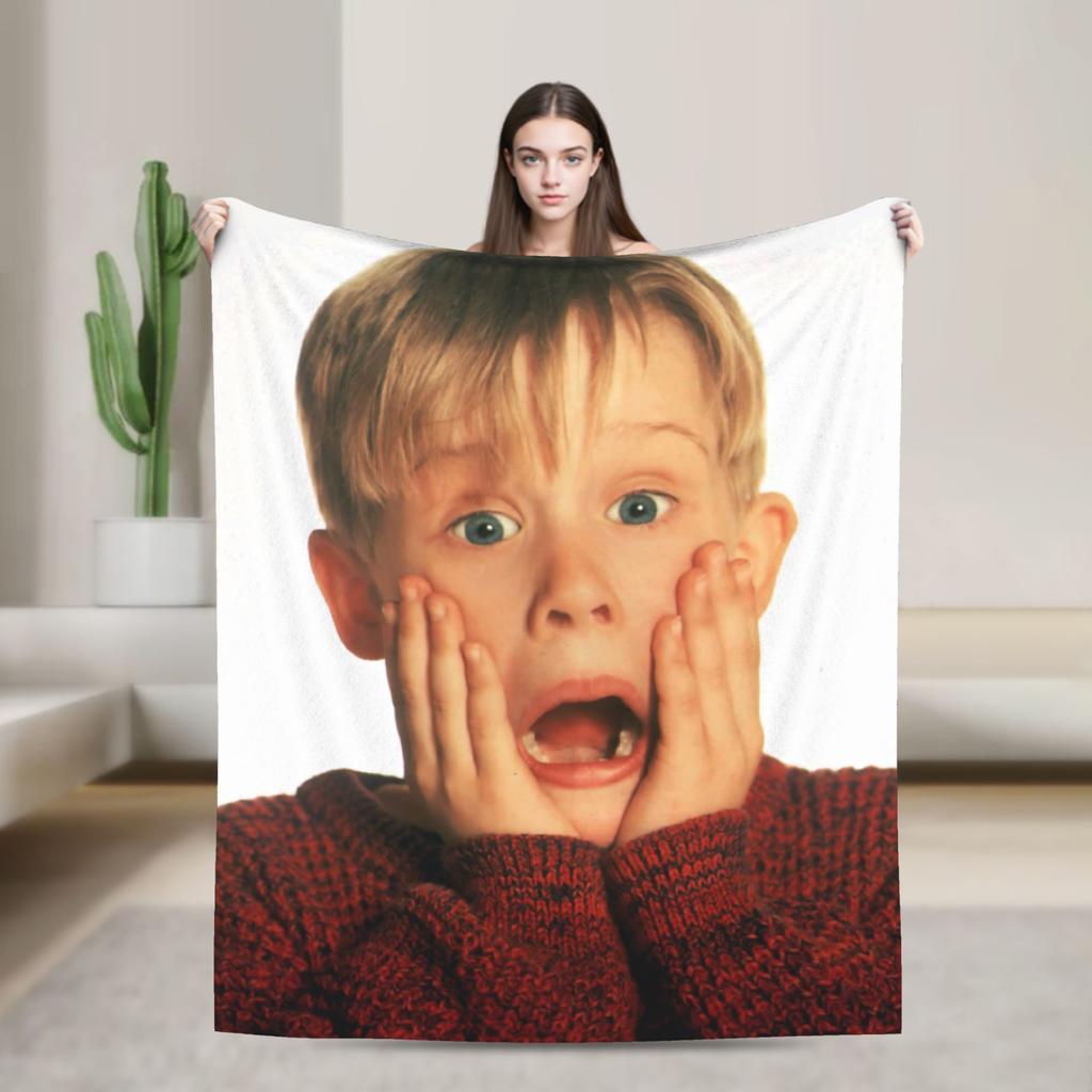 Home Alone Kevin Comedy Wool Fashion Blanket Xmas Merry Christmas Funny Throw Fashion Blanket for Home 125*100cm Super Soft