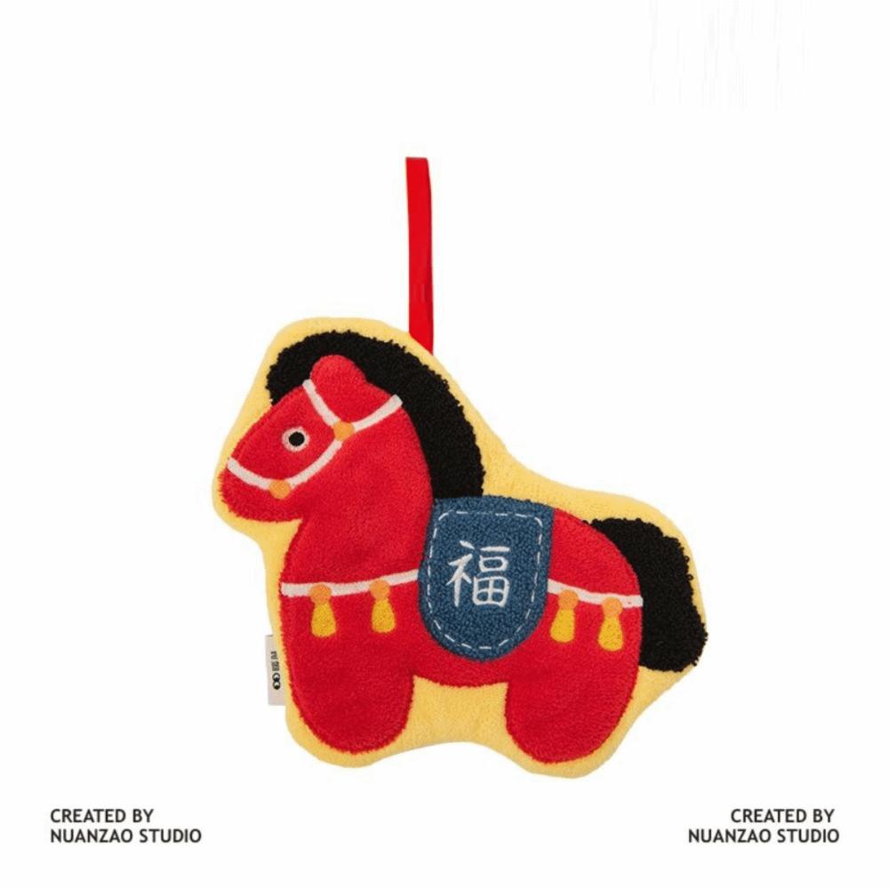 Coral Velvet Year of Horse Hand Towel Thickened Quick Drying Bathroom Kerchief Hanging Water-absorbing Washcloth Household