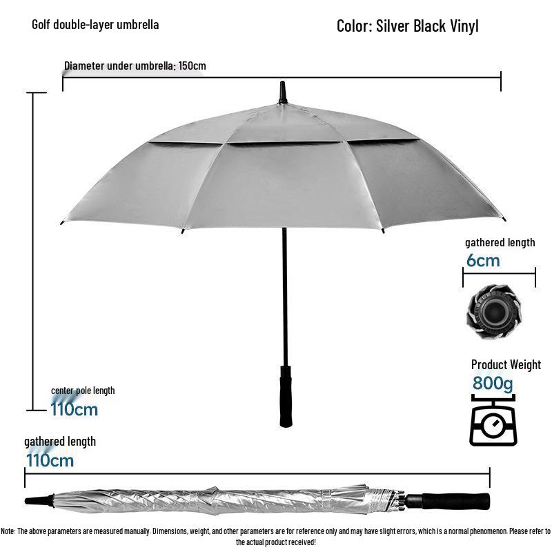 34-Inch Silver-Coated Automatic Umbrella, Storm-Resistant, Thickened & Reinforced, Large, Custom Logo Print, Advertising & Gift Use