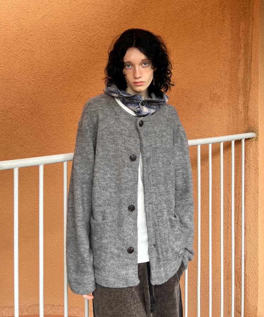 Azender Melange Pocket Cardigan Gray