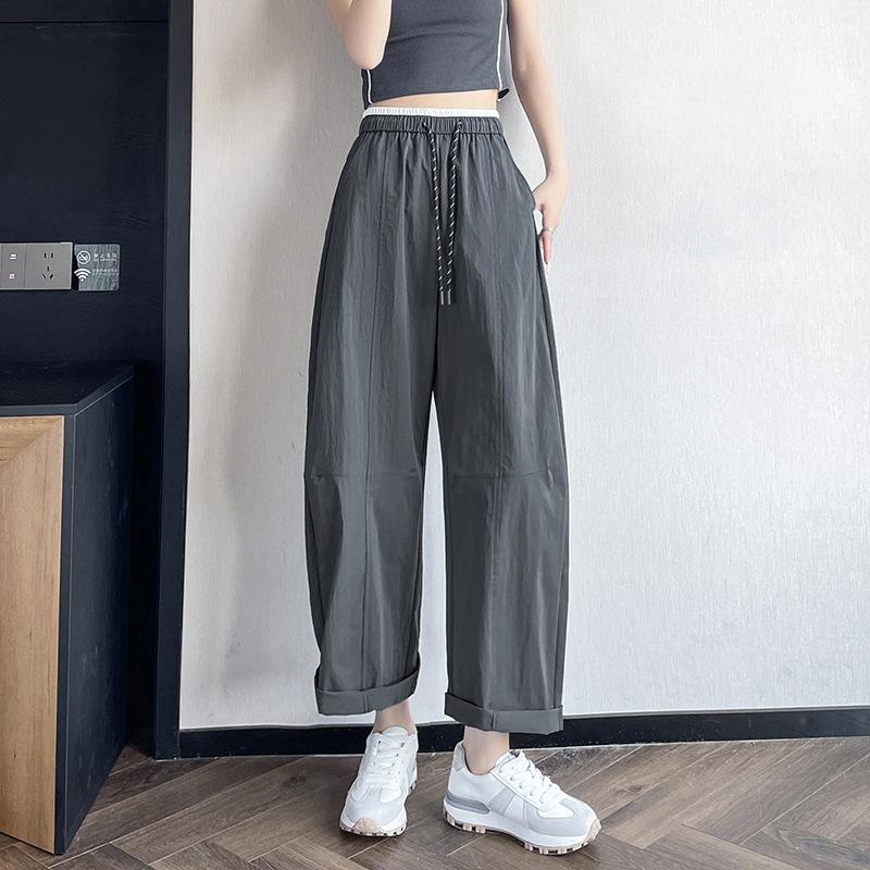 

Летние новые быстросохнущие воздушные брюки Balloon, брюки Ninepoint, женские повседневные брюки Scimitar с эластичной талией и свободным кроем 2XL серый