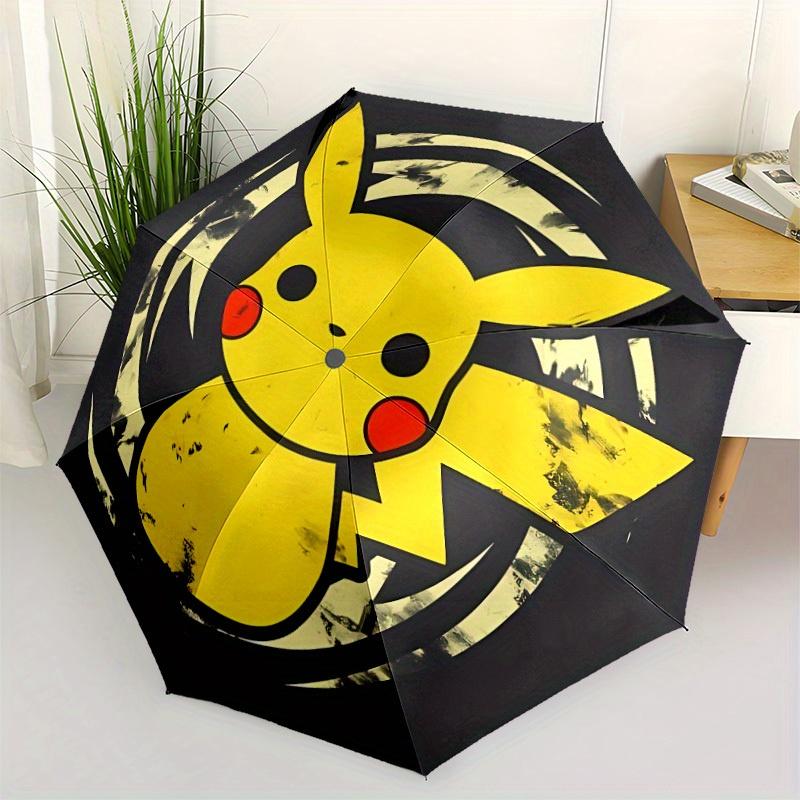 1pc Pikachu Icon Automatic Open/Close Umbrella, Portable 3-Fold Compact Umbrella for Men & Women, Perfect Gift for Birthday095