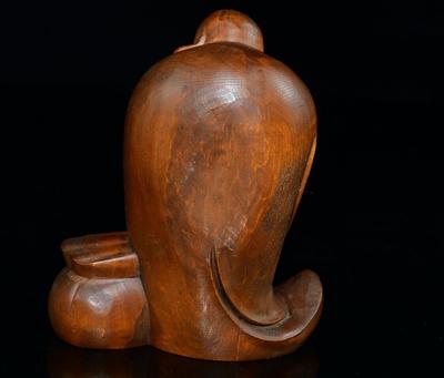 Chinese Antique Boxwood Wood Carving Maitreya Buddha Statue Collection Nice Art