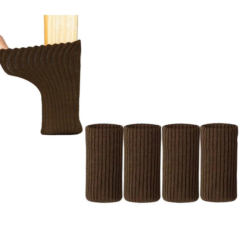 

4 шт. эластичные трикотажные чехлы на ножки стульев, нескользящие напольные протекторы, бесшумные чехлы для ножек обеденного стола, моющиеся чехлы для ножек, домашний декор шоколадный