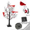 LED Christmas Tree Light with Cardinals Glowing Vintage Tree Decor Red Bird Trees Light Tabletop Festive Lights for Home Office Party
