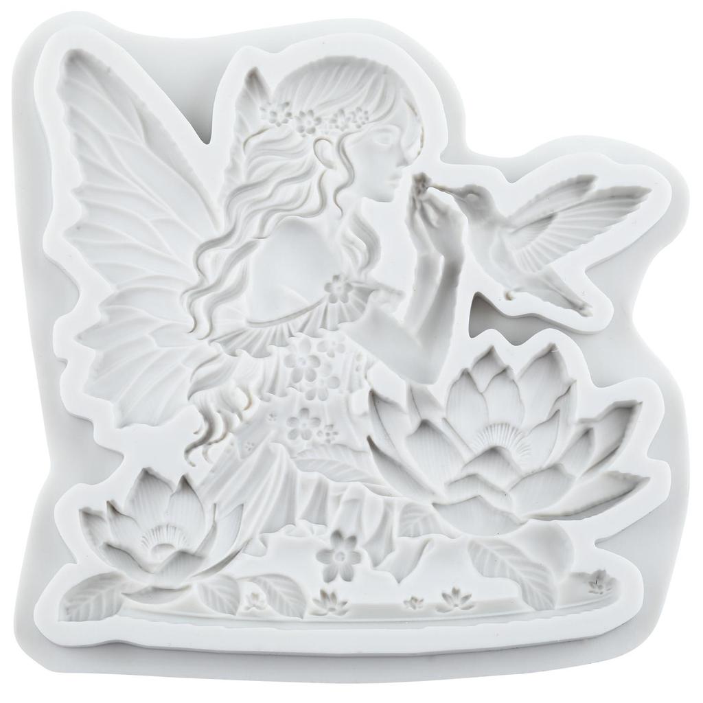 Flower Fairy Silicone Mold Bird Fondant Molds Cake Decorating Tools Cupcake Topper Candy Sugar Craft Gum Paste Polymer Clay