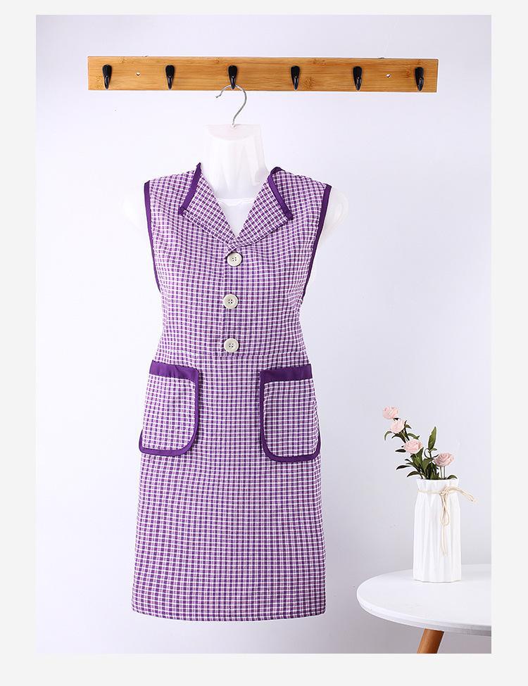 

Женский дышащий хлопковый жилет-фартук с лацканами - симпатичный, антимасляный кухонный модный vest фиолетовый