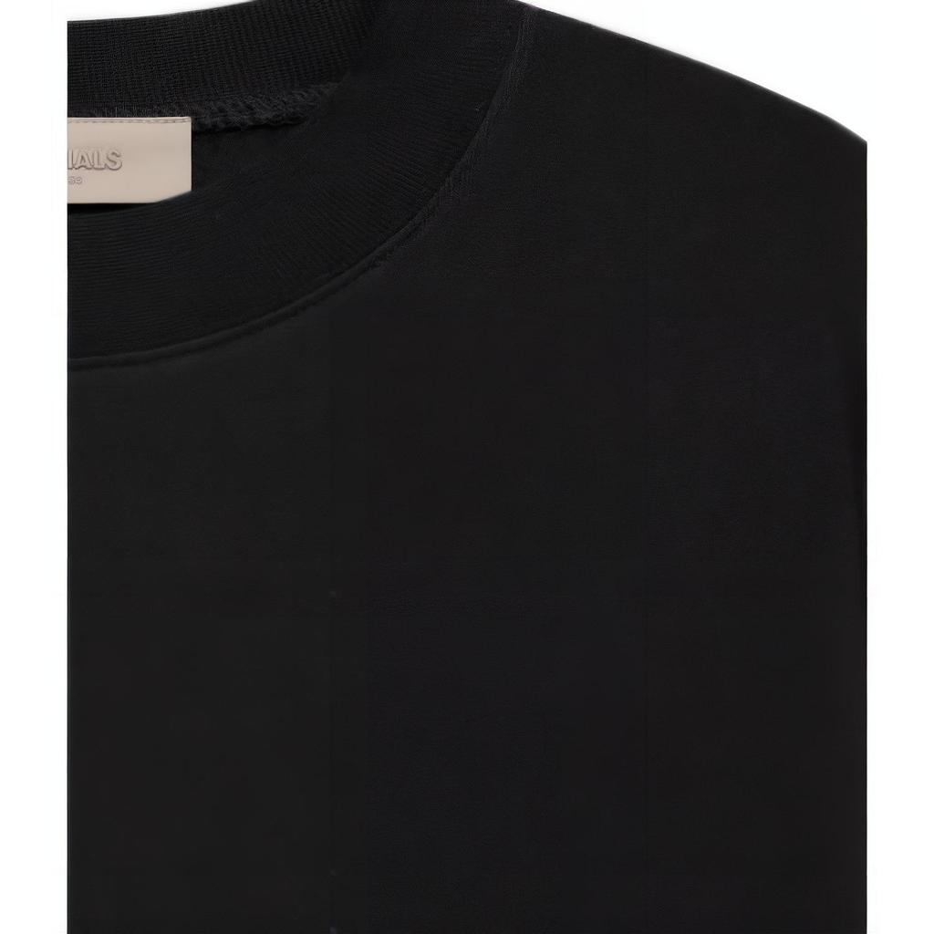 Essentials SS22 Girocollo Rilassato Elasticizzato Limo Monocolore Tessuto Ricamato Collo Tondo Comodo Pile Per Unisex Nero FOG-SS22-988