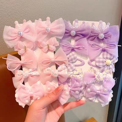 Children's Super Fairy Crown Hairpin Sweet Bow Hairpin Suit Girl's Broken Hair Side Clip Girl's Princess Hair Accessories