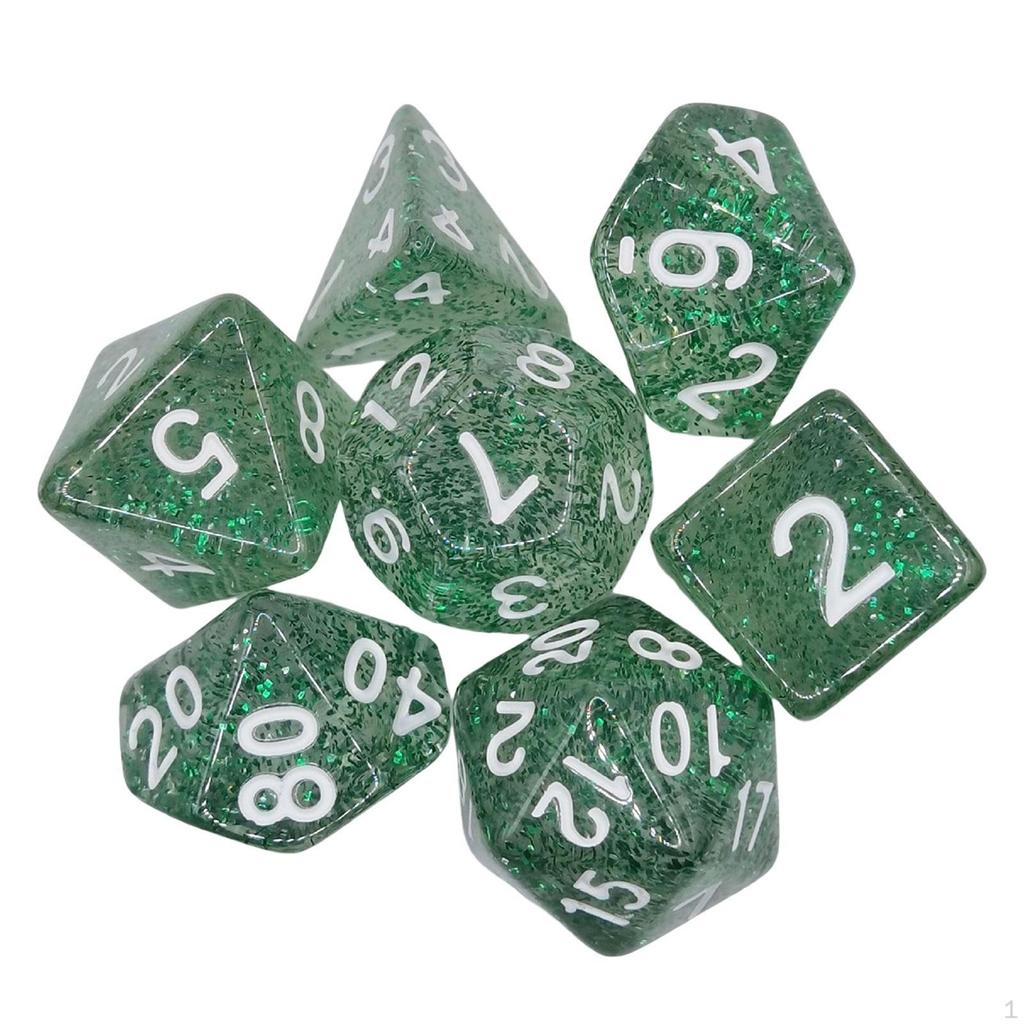 7 Pieces Solid Acrylic Polyhedral Dices D20,D12,D10 (00-90 and 0-9),D8,D6 D4. for Entertainment
