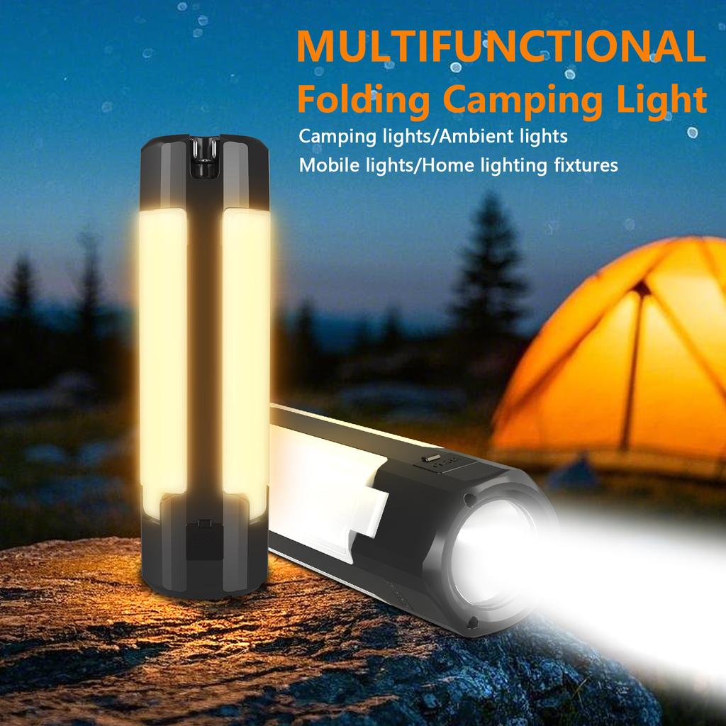 Solar Light Camping Lantern Lamp Rechargeable Foldable Tent Light with Hook Portable Flashlight Fishing Emergency Hiking Gift