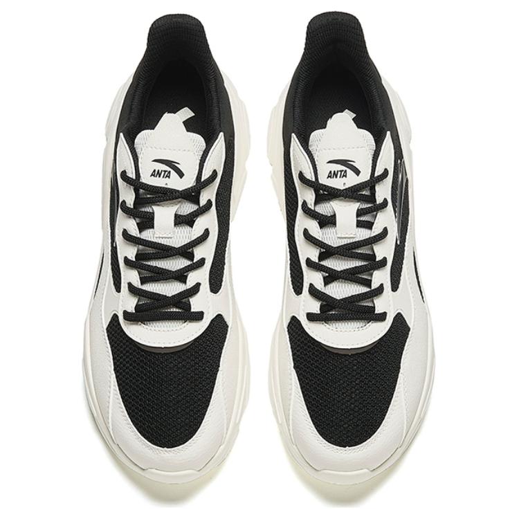 Anta Little Millennium Non-Slip Wear-Resistant Low-Top Casual Shoes Men Sneakers White Black 912348826-2