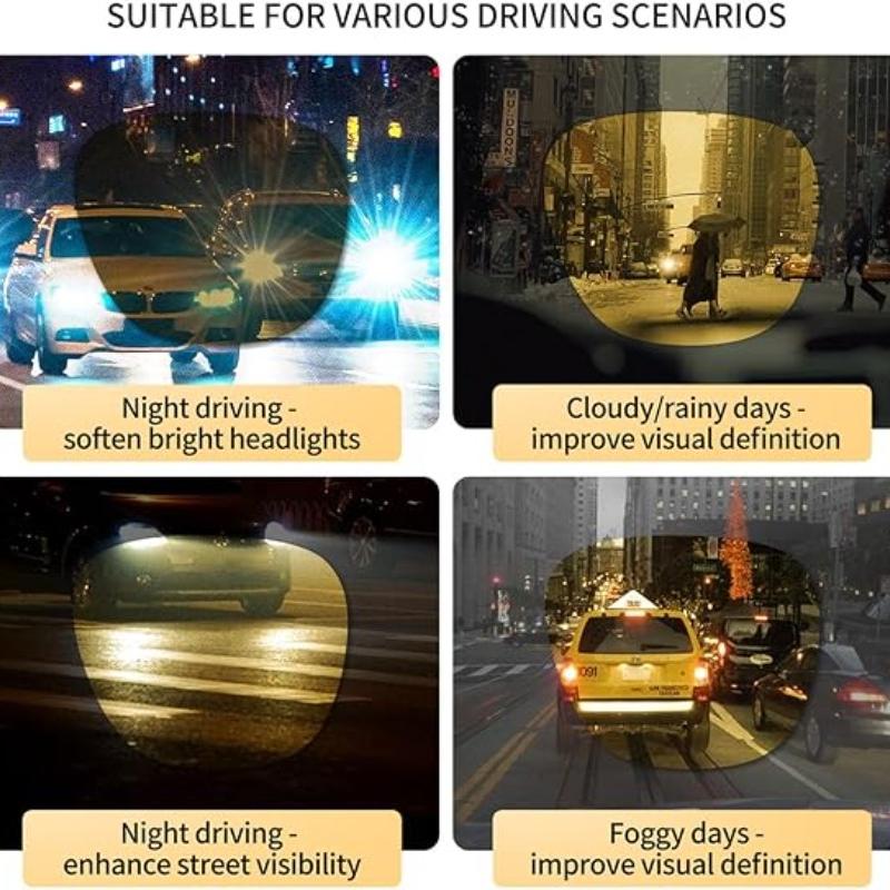 Non-polarized Night Vision Square Sunglasses for Men Women Outdoor Sports Driving Fishing Yellow Lens Metal Frame Adult Eyewear Glasses