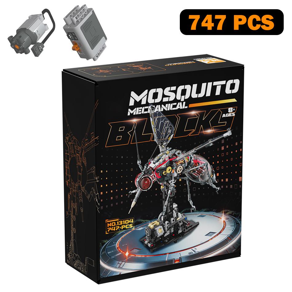 MOC Motorized Mechanical Mosquito Building Blocks LED Creative Simulated Insect Model Bricks Toys Decor Ornaments for Kids Gifts