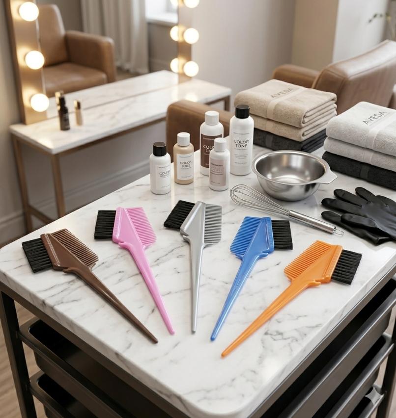 Hair dye brush with comb 21