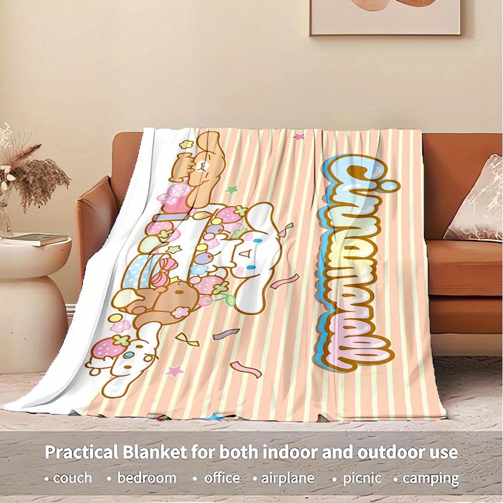 1pc Cinnamoroll, Cute, DessertDigital Print Flannel Throw Blanket, Super Soft Plush Fleece Bedspread, Multipurpose All-Season Hypoallergenic
