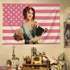 Tapestry Ragazza Bandiera Americana Rosa Roan Stelle Chappells Colorato Hippie Psichedelico Bar Studio Camera da Letto Dormitorio Decorazioni Estetiche