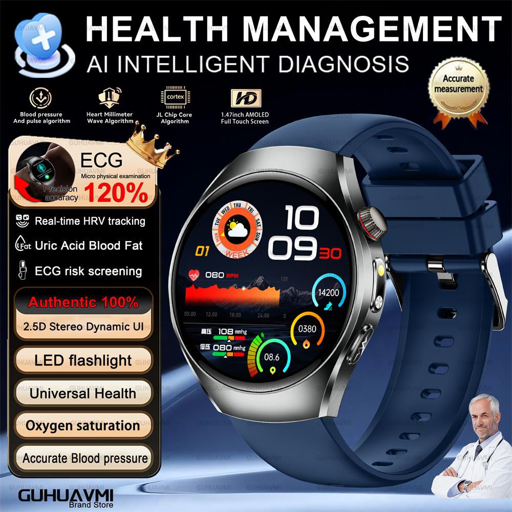 2026 Brand New Upgrade Health Check Smart Watch ECG Blood Lipid Uric Acid Body Fat Sports Waterproof Smart Watch For Man Women