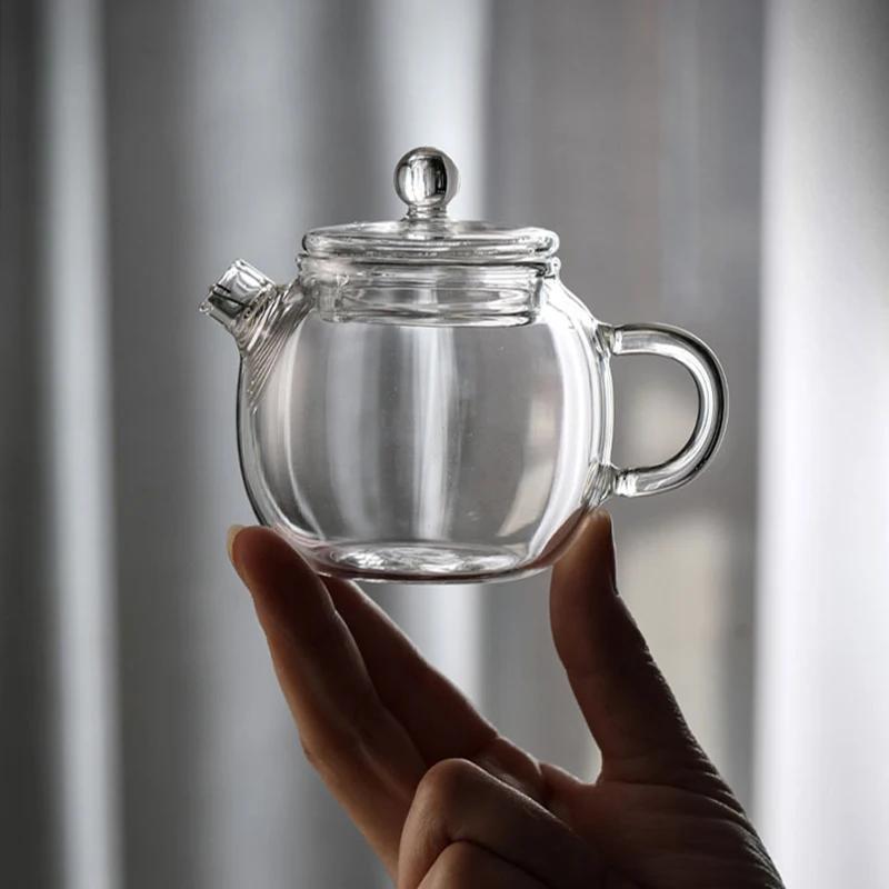 120/200ml Mini Clear Glass Teapot High Borosilicate For Hot Teapot For One Person Use Kung Fu Tea For Home Office Cafe