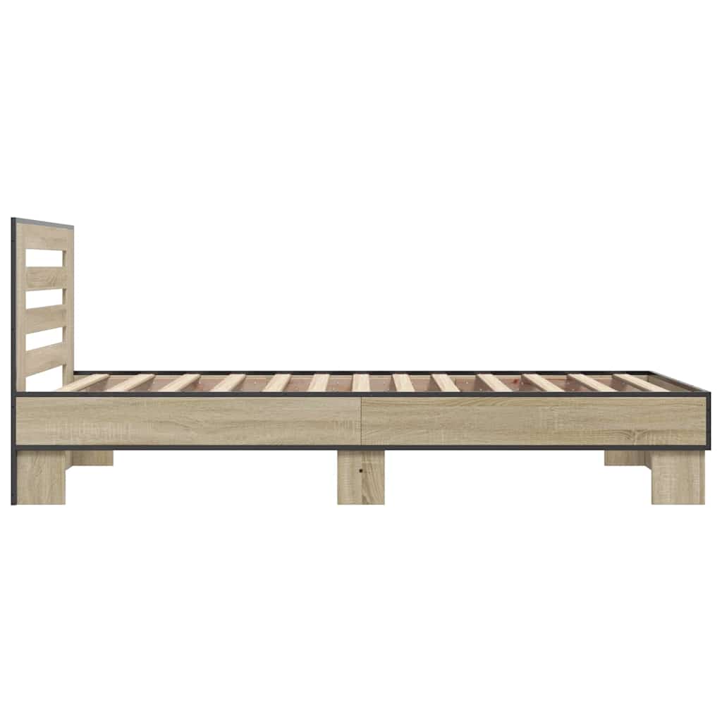 Bed Frame Sonoma Oak 75 X 190 Cm Particleboard and Metal