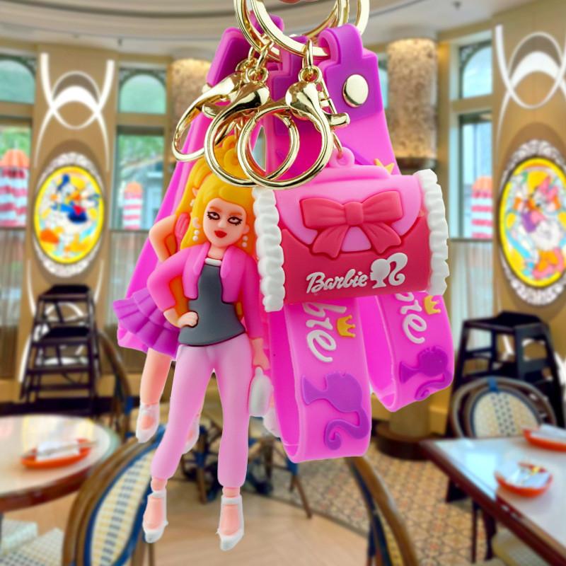 Charming Barbie Princess Rubber Keychain Cute Trendy Doll Key Accessory