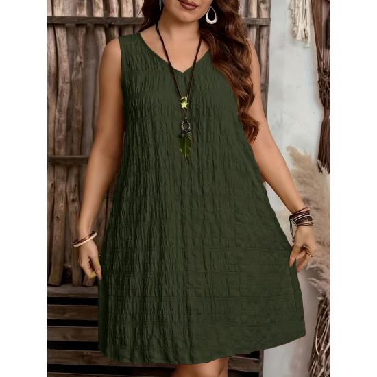 Plus Size Summer Fashion V-Neck Loose Dress for Beach Vacation