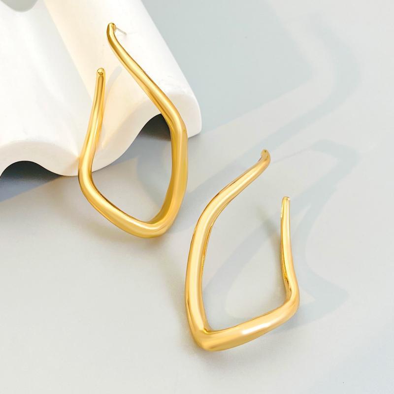Gold Plated Hypoallergenic Geometric Dangle Earrings 1 Pair Irregular Design for Women Outdoor Travel Wear