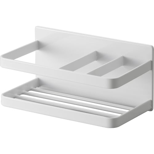 Yamazaki Magnetic Sponge & Bottle Rack, White, Approx. W16.5 X D8.5 X H8cm, Tower Sponge Rack, Floating Storage, 3337