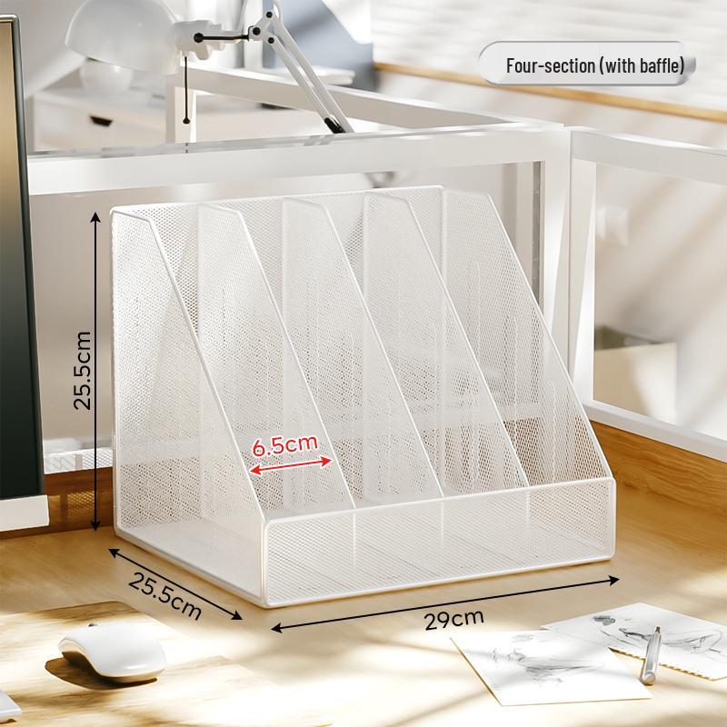 Schreibtisch-Organizer: Vertikale Aktenaufbewahrung, Bücherregal, Aktenständer und Stifthalter.