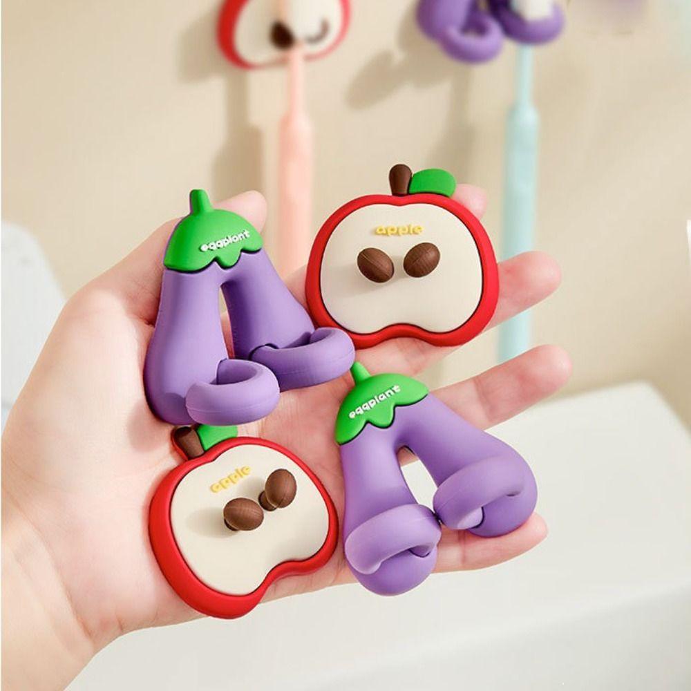 Cartoon Toothbrush Wall Rack Adhesive Mount Toothbrush Organizer  Bathroom Storage