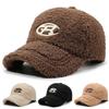 Peaked Cap Women's Autumn and Winter Lamb Wool Warm Hat Fashion Bow Embroidered Baseball Cap