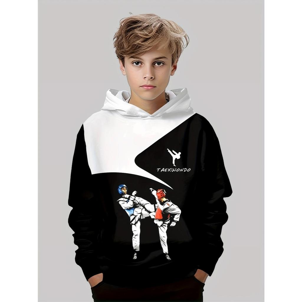 3D Printed Casual Pullover for Boys, Long Sleeve Sweater In Spring and Autumn, Outdoor Hoodie