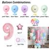 63 Stück Pastell Bonbonrosa 1. 2. 3. Folienzahlenballon Set Macaron Latexballons Mädchen Prinzessin Babyparty Geburtstagsfeier Deko