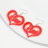 Valentine's Day Sequins Hollow Love Heart Acrylic Earrings for Women Romantic Peach Statement Drop Earring Sweet Jewelry Gifts