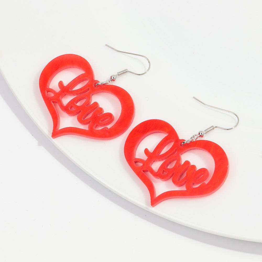 Valentine's Day Sequins Hollow Love Heart Acrylic Earrings for Women Romantic Peach Statement Drop Earring Sweet Jewelry Gifts