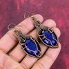 Faceted Blue Sapphire Gemstone Earring Copper Wire Wrapped Earring Handmade Drop Earrings Wire Wrap Jewelry Anniversary Gifts Copper Jewelry