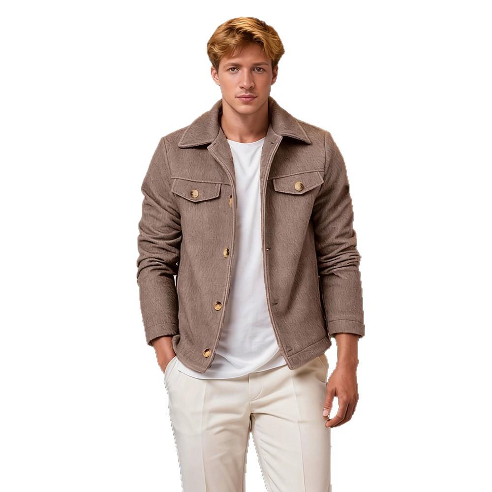 Men's Wool Coat: Single-Breasted Solid Color Autumn/Winter Fashionable Jacket