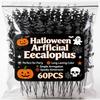 38cm Schwarze Künstliche Eukalyptusstiele Seiden-Falscher Blumengebinde Blattpflanze Blatt Zweig DIY Zuhause Halloween Dekoration Zubehör