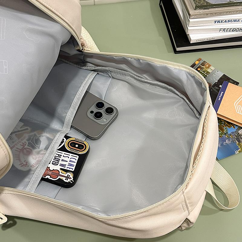Letter Print Women's Backpack Large Capacity Computer Backpack Color Block Student Schoolbag