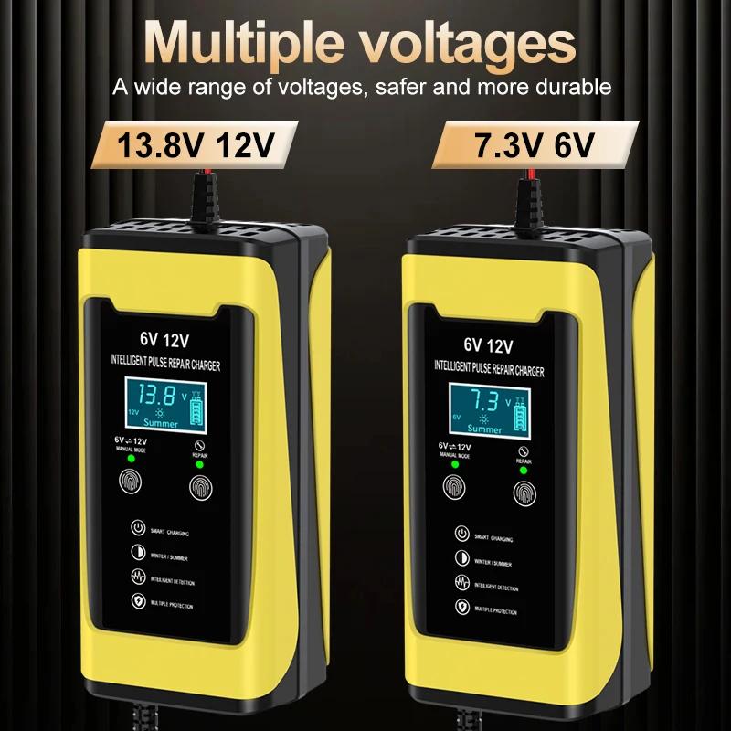 6V/3A 12V/6A Intelligent Car Battery Charger Car and Motorcycle Lead Acid Battery Charger and Smart Pulse Repair Maintainer