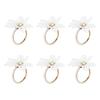 Napkin Rings Pack Of 6,Flower Napkin Holders,White Floral Beads Napkin Rings For Wedding Dinner Table Decoration, Banquet