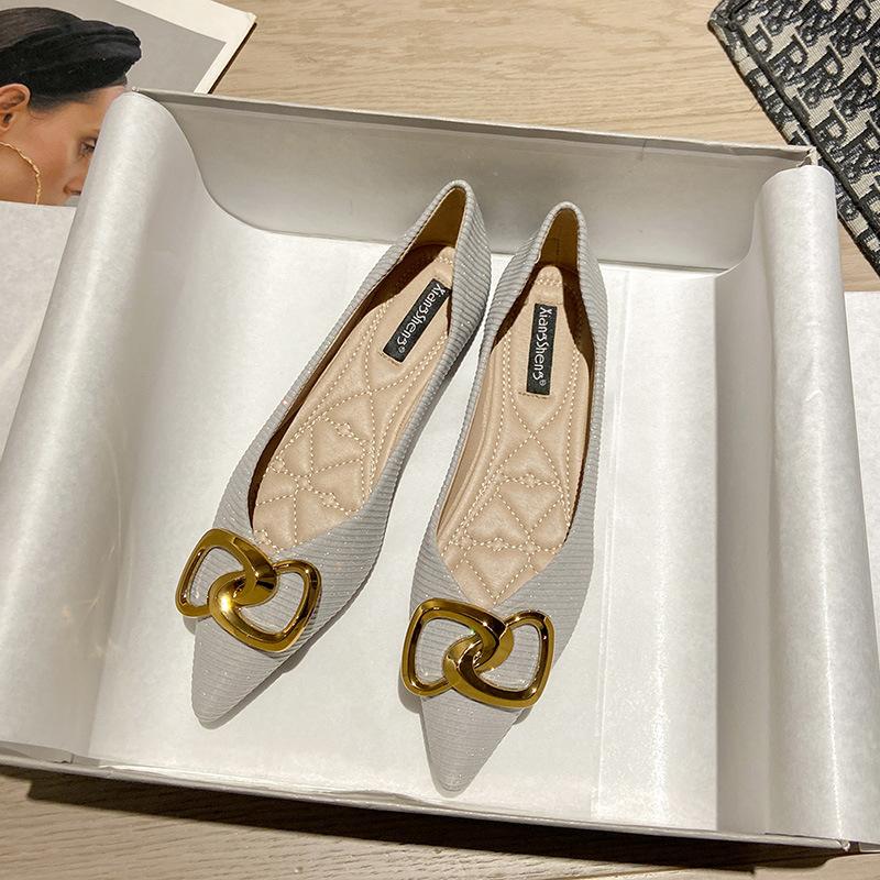 

Остроносые туфли-лодочки женские новые с мелким вырезом женские туфли на мягкой подошве туфли Doudou на плоской подошве большого размера 40-43 осень 43 серый