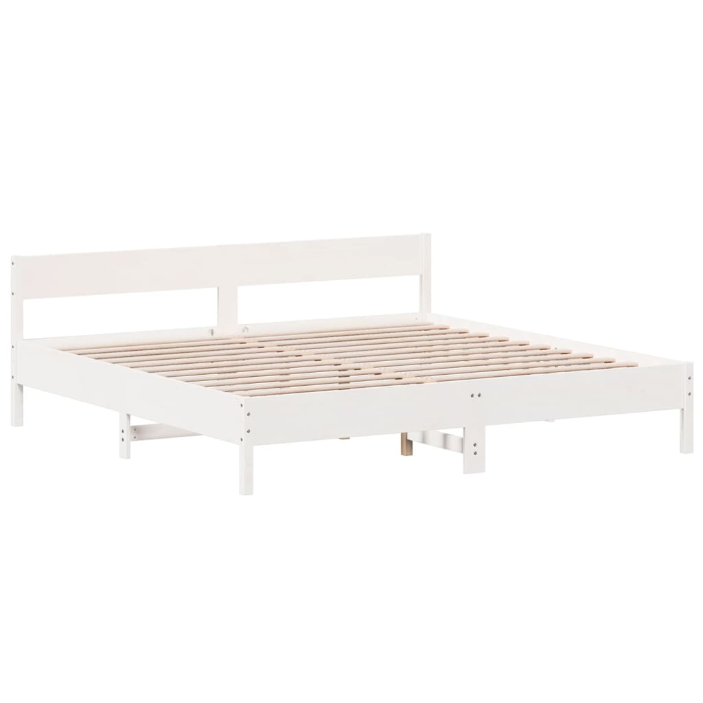 Vidaxl Bed Without Mattress, White, 200X200 Cm, Solid Pine Wood