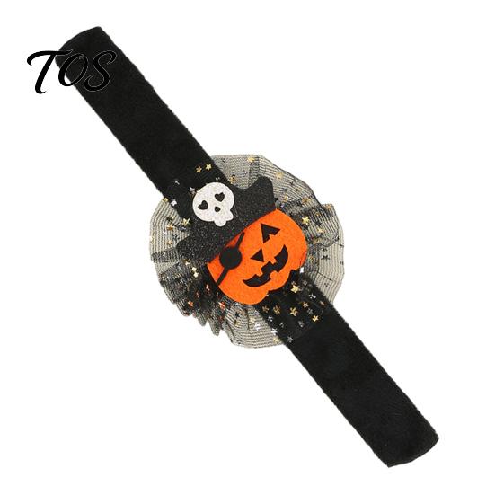 Lightweight Portable Wrist Accessories Stuffed Halloween Slap Bracelets for Kids, Plush Pumpkin Ghost Skull Cute Comfortable Wearable Party Gear Band