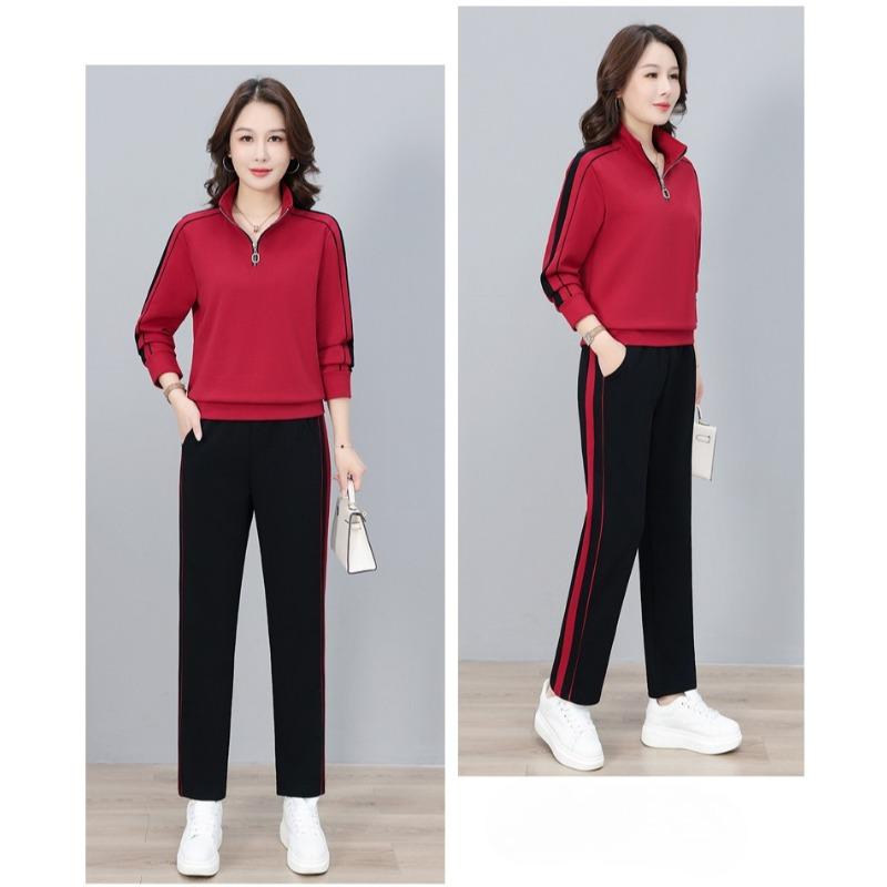 Fashion Women Half Zip Stand Collar Sportswear Suit Casual Spring Autumn Outdoor Sports Two Piece Tracksuit for Ladies