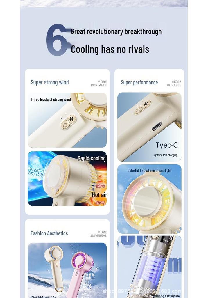 USB Mini Handheld Turbine Fan with Portable Atmosphere Light
